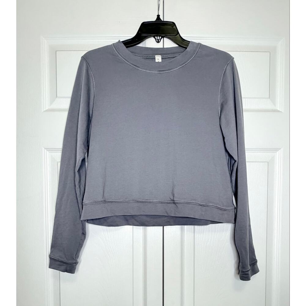 Lululemon Women’s Cropped Crew neck Long-sleeve Cotton Top Gray Size 6